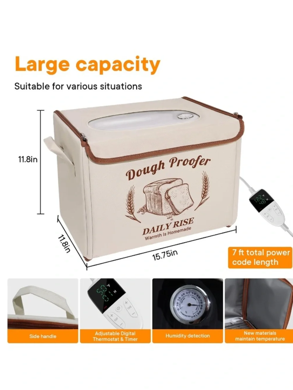 Folding Bread Proofing Box with Temp Control for Sourdough, Pizza, Yogurt,& More